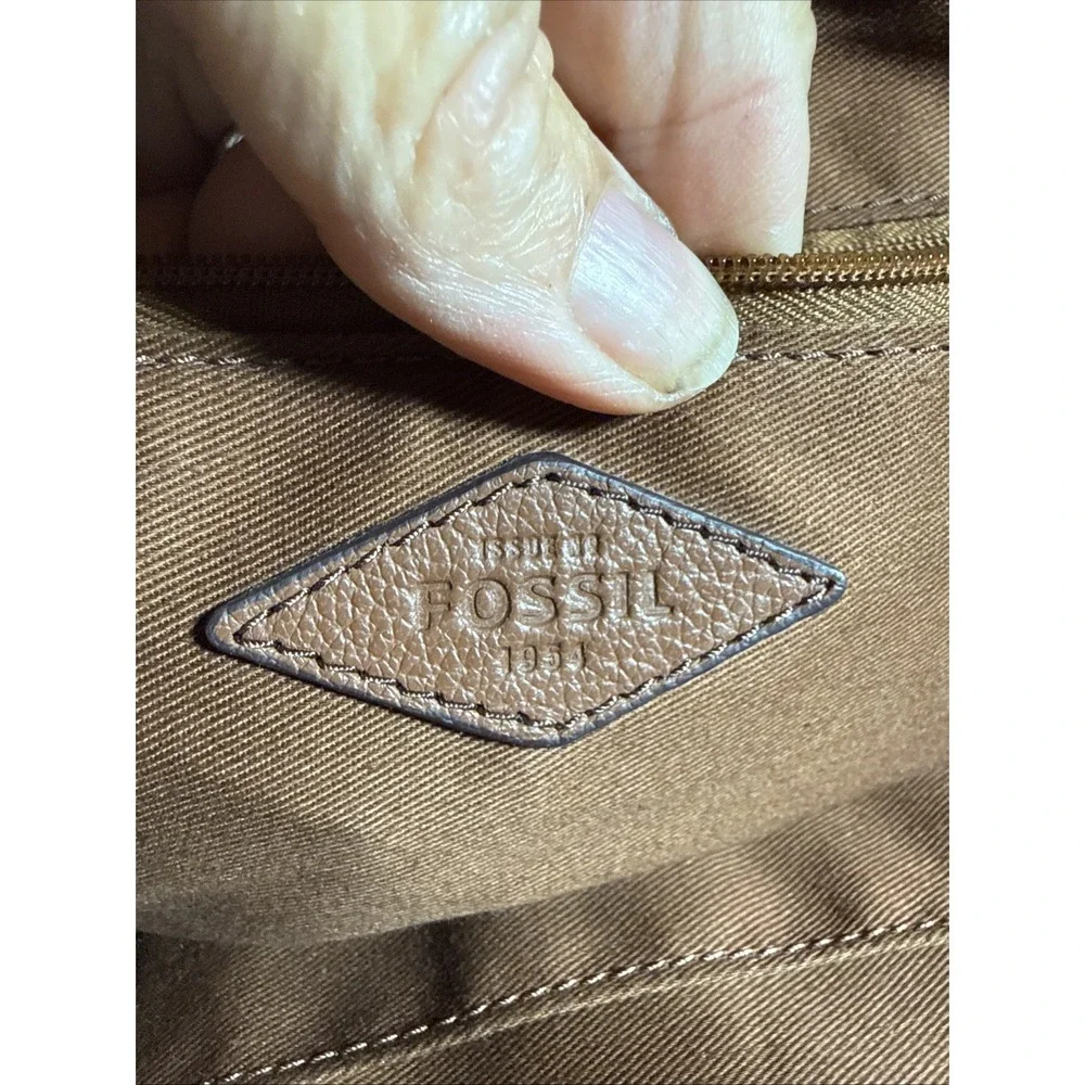 Fossil Sydney Satchel Brown Textured Leather Brass Hardware EUC